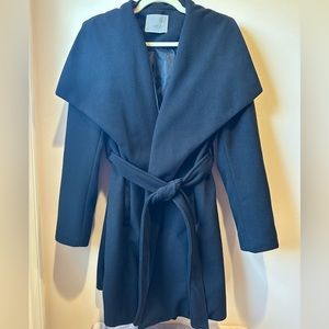 Lightweight Black Pea Coat With Tie Belt